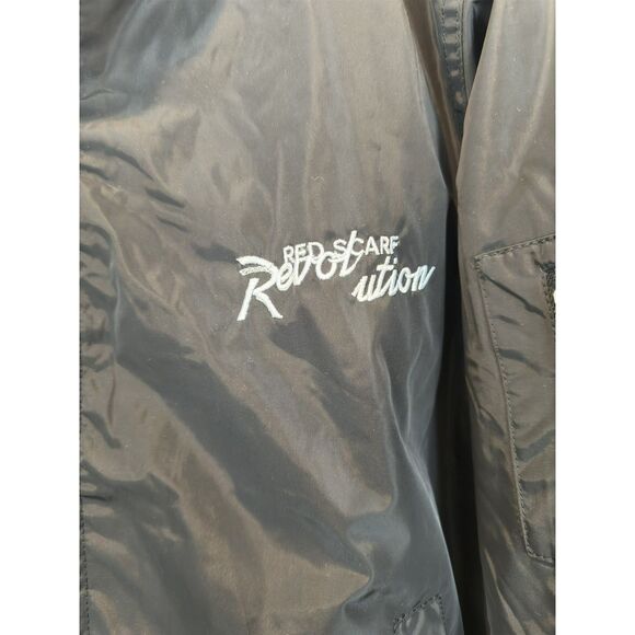Women's Red Scarf Revolution Black Bomber Jacket Size S - Picture 3 of 4